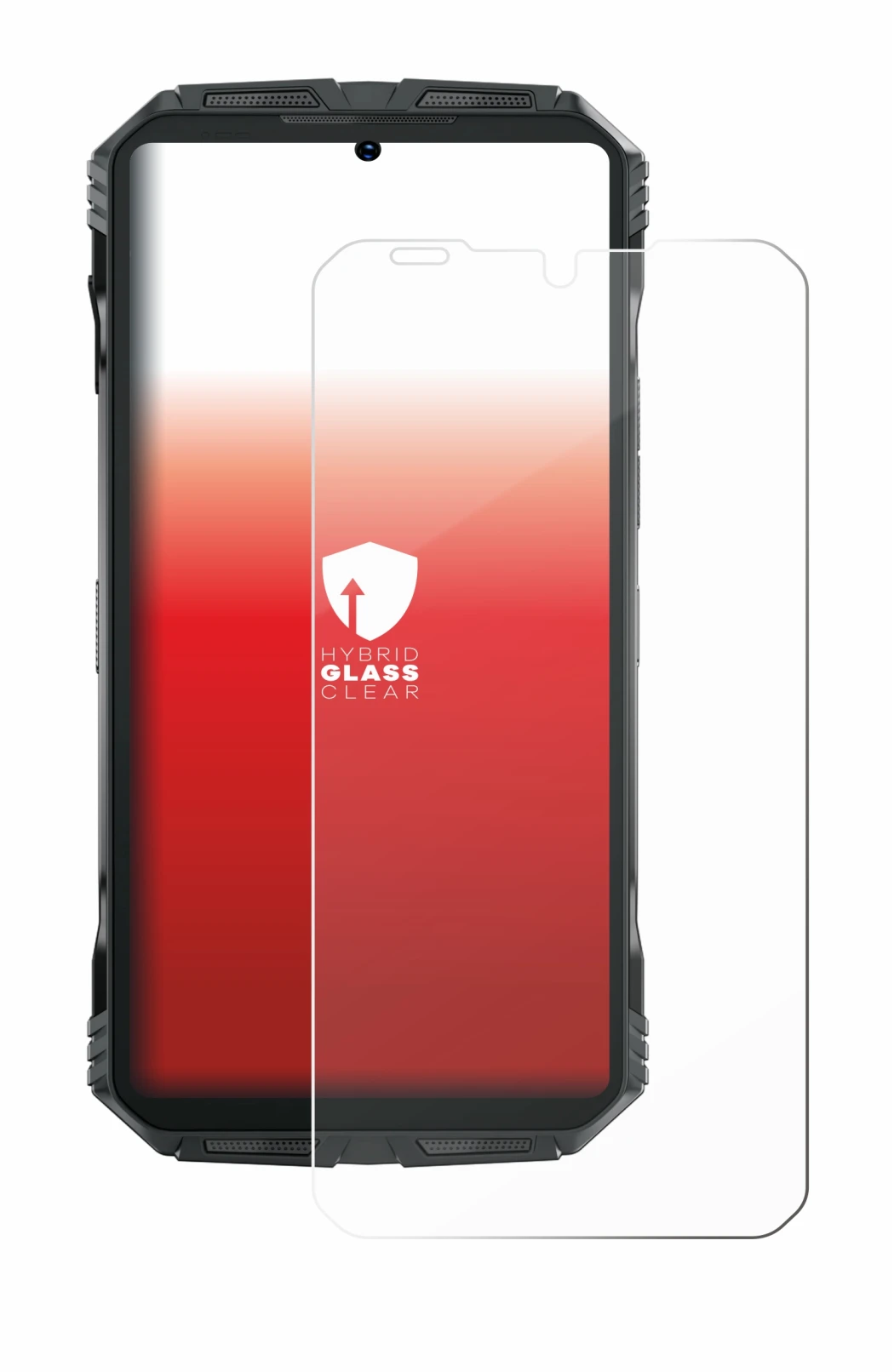 Image de l'appareil Doogee S Punk avec une grande variété de protections d'écran.