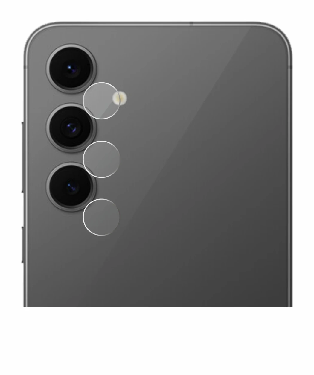 Image de l'appareil Samsung Galaxy S24 FE (Caméra UNIQUEMENT) avec une grande variété de protections d'écran.