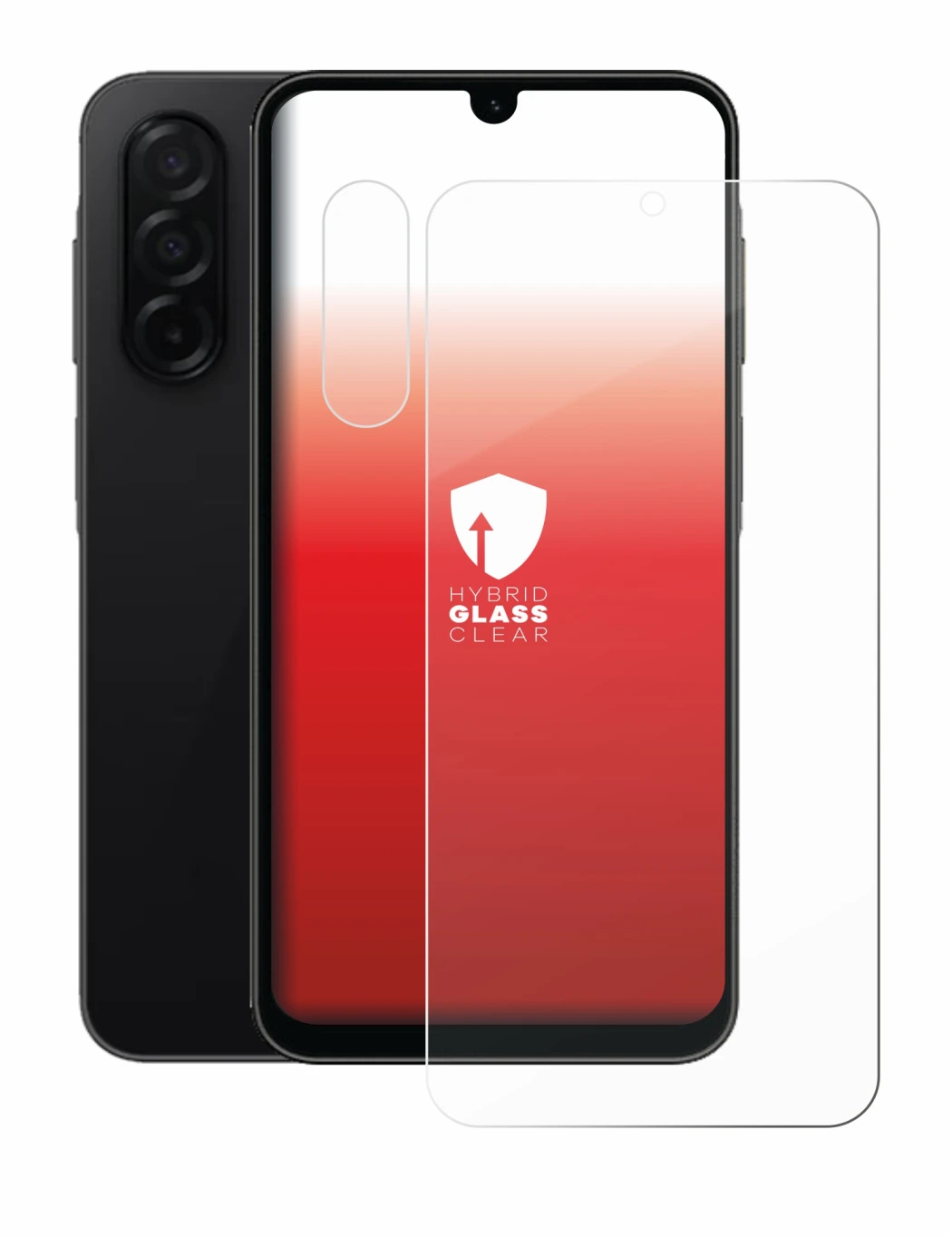 Image de l'appareil Samsung Galaxy A26 5G (Avant+Caméra) avec une grande variété de protections d'écran.