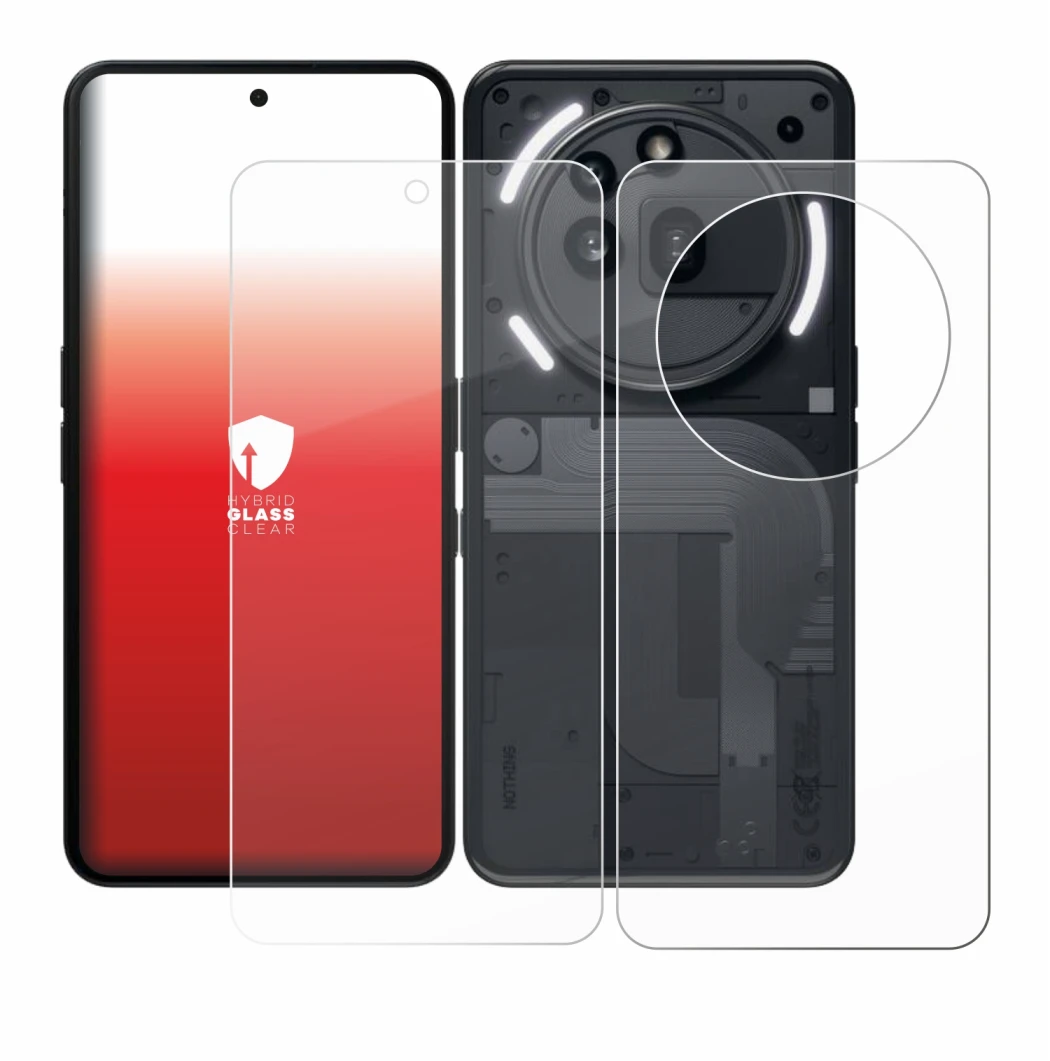 Image de l'appareil Nothing Phone (3a) Pro (Avant+Arrière) avec une grande variété de protections d'écran.
