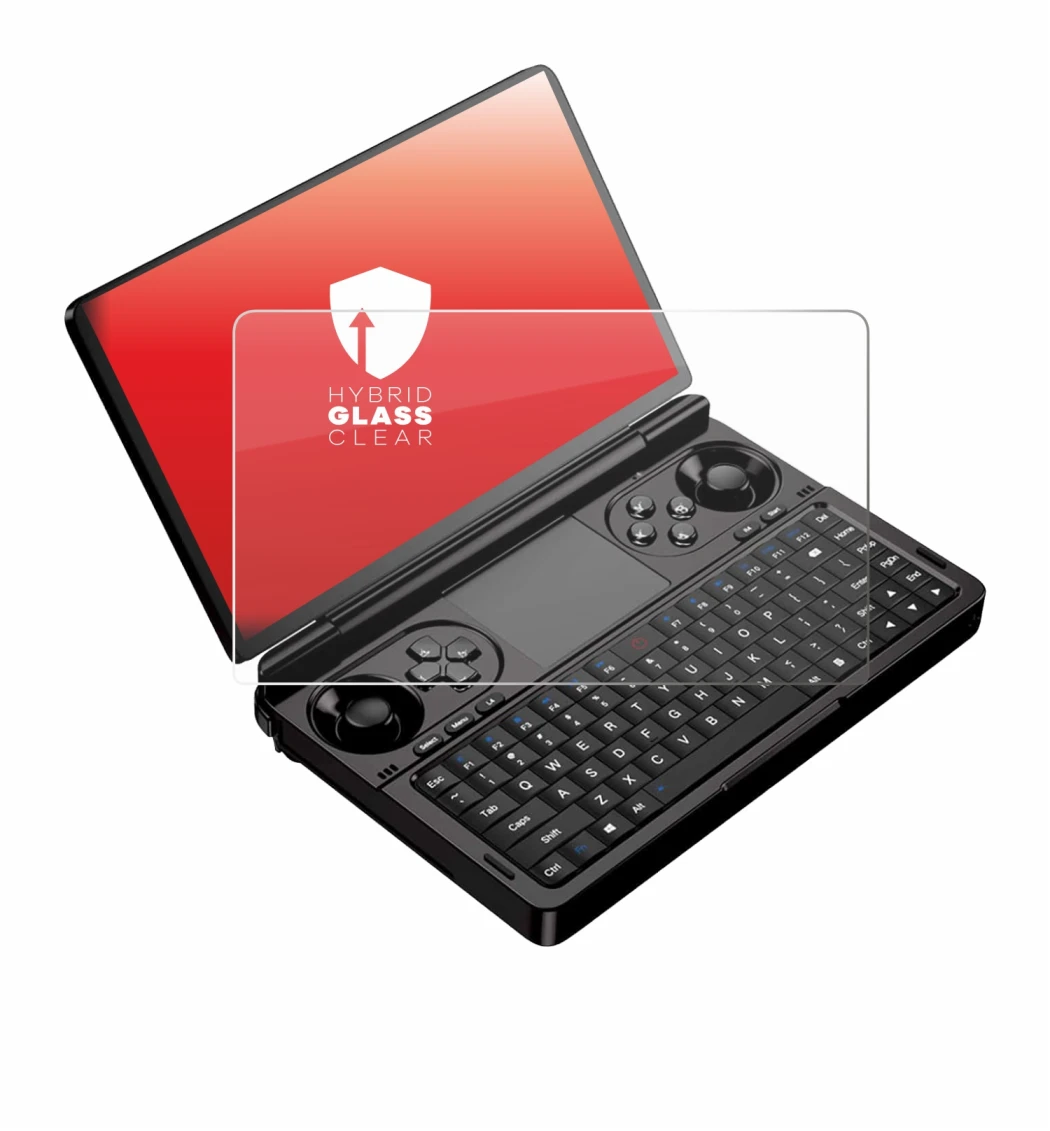 Image de l'appareil GPD Win Mini (2025) avec une grande variété de protections d'écran.