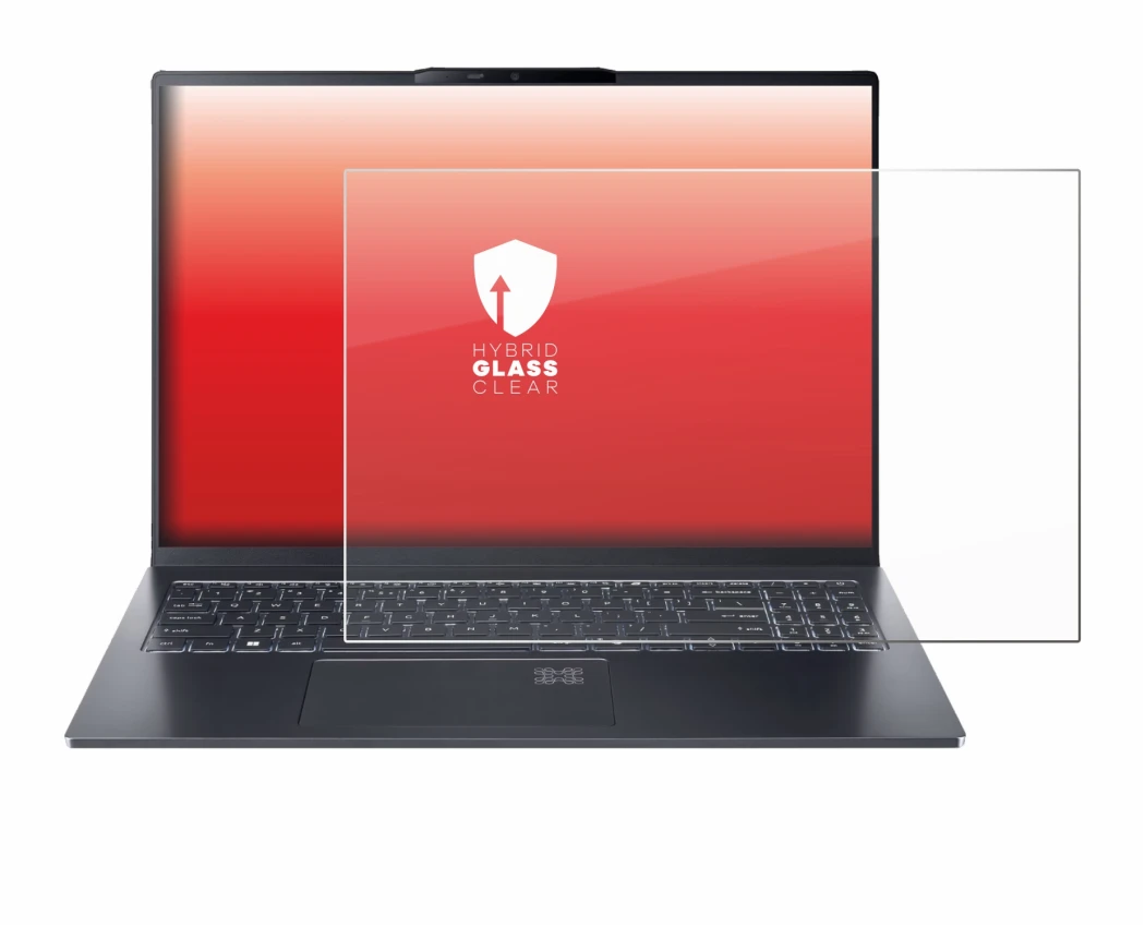 Image de l'appareil Acer Swift Go 16 AI avec une grande variété de protections d'écran.