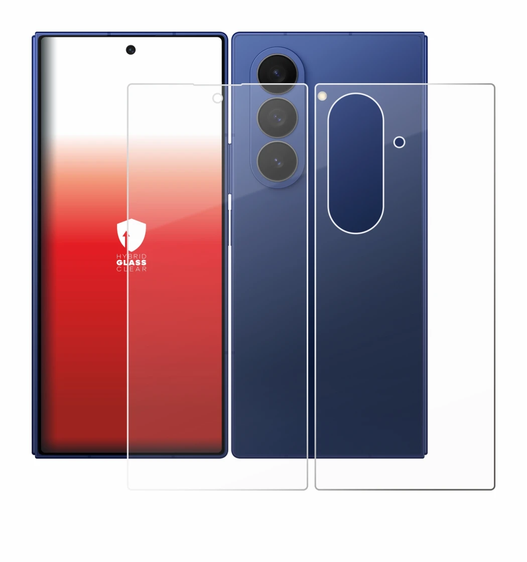 Image de l'appareil Samsung Galaxy Z Fold 7 (Avant+Arrière) avec une grande variété de protections d'écran.