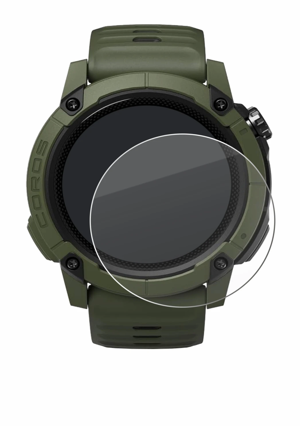 Image de l'appareil Coros NOMAD avec une grande variété de protections d'écran.