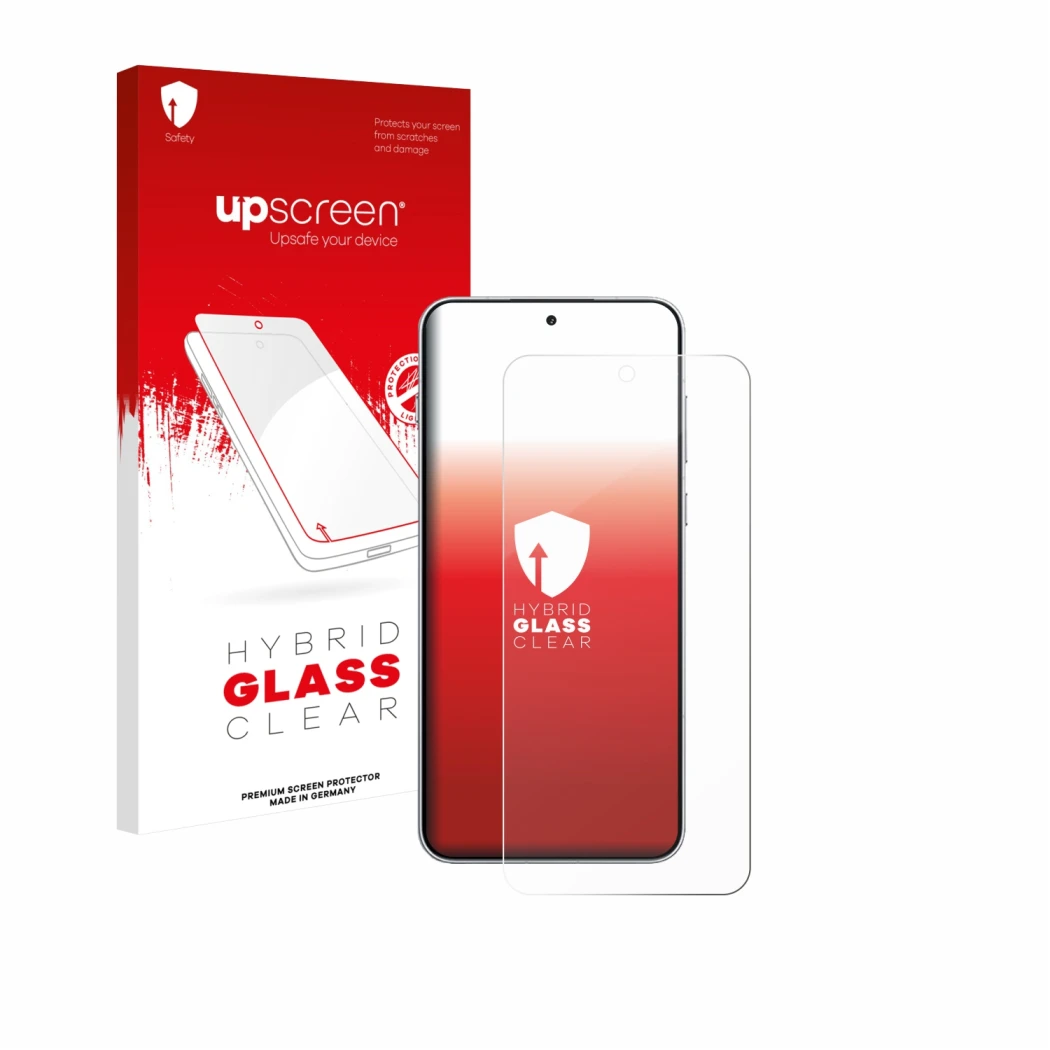 Face avant d’un emballage produit avec le logo de la marque upscreen. À côté, l’appareil OnePlus 15R est représenté avec la pr