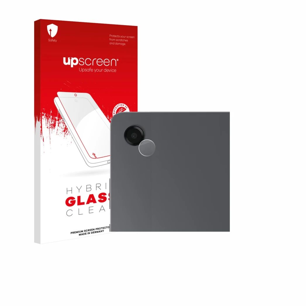 Face avant d’un emballage produit avec le logo de la marque upscreen. À côté, l’appareil Samsung Galaxy Tab A11 Plus WiFi 11