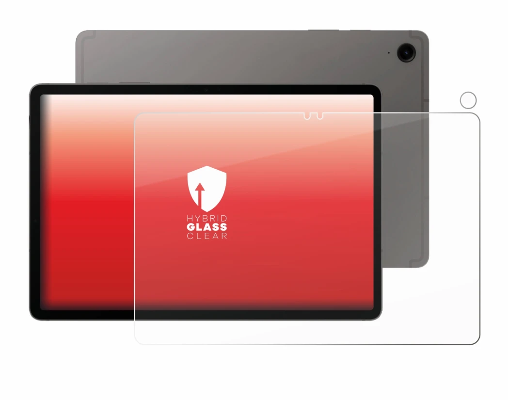 Image de l'appareil Samsung Galaxy Tab S9 FE (Avant+Caméra) avec une grande variété de protections d'écran.