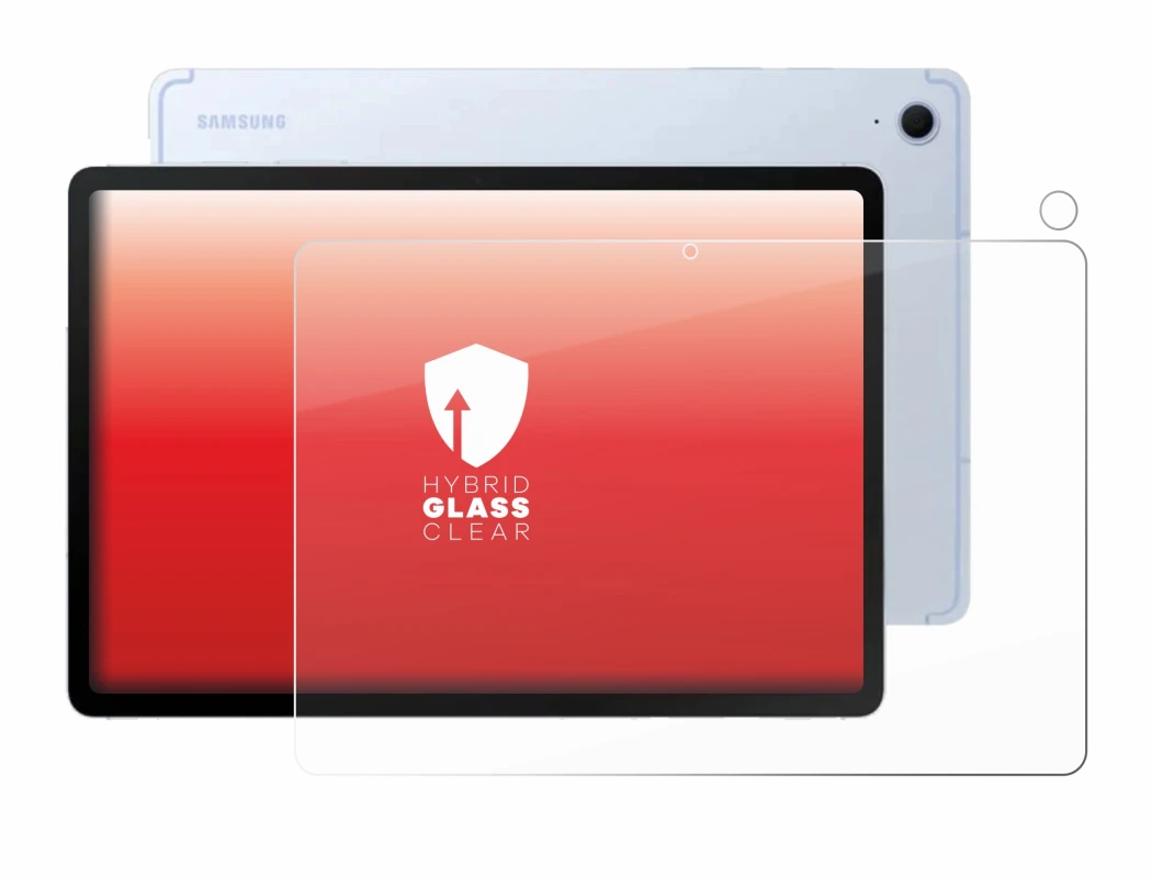 Image de l'appareil Samsung Galaxy Tab S10 FE (Avant+Caméra) avec une grande variété de protections d'écran.