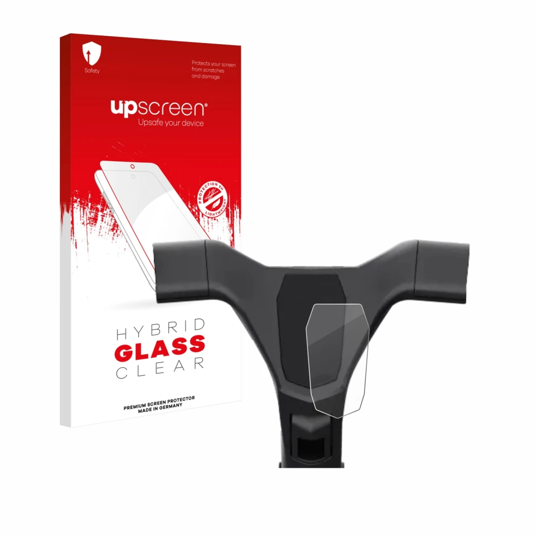 Face avant d’un emballage produit avec le logo de la marque upscreen. À côté, l’appareil Navee ST3 est représenté avec la prot