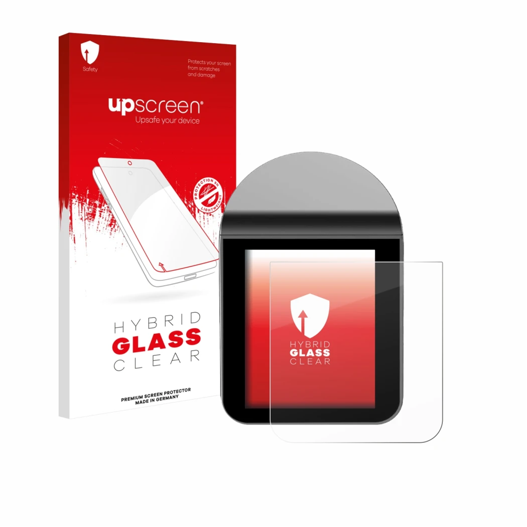Face avant d’un emballage produit avec le logo de la marque upscreen. À côté, l’appareil KitchenBoss G330 est représenté avec 