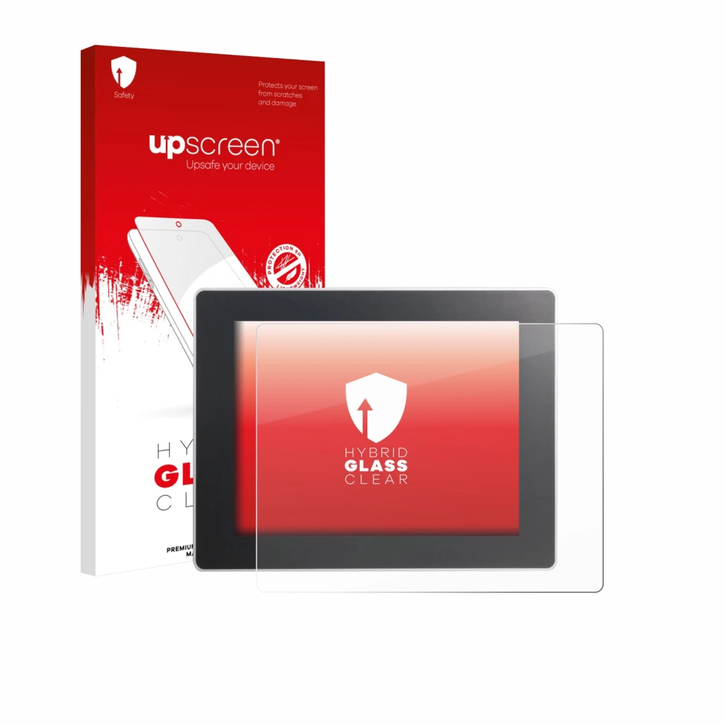 Face avant d’un emballage produit avec le logo de la marque upscreen. À côté, l’appareil Weintek cMT3092X est représenté avec