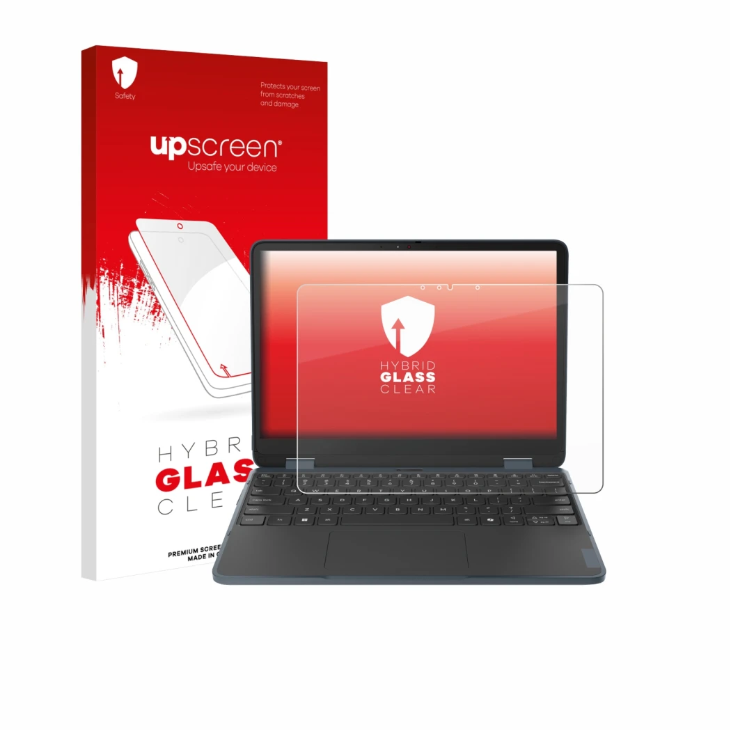 Face avant d’un emballage produit avec le logo de la marque upscreen. À côté, l’appareil Lenovo 500w 2-in-1 Gen 5 est représen