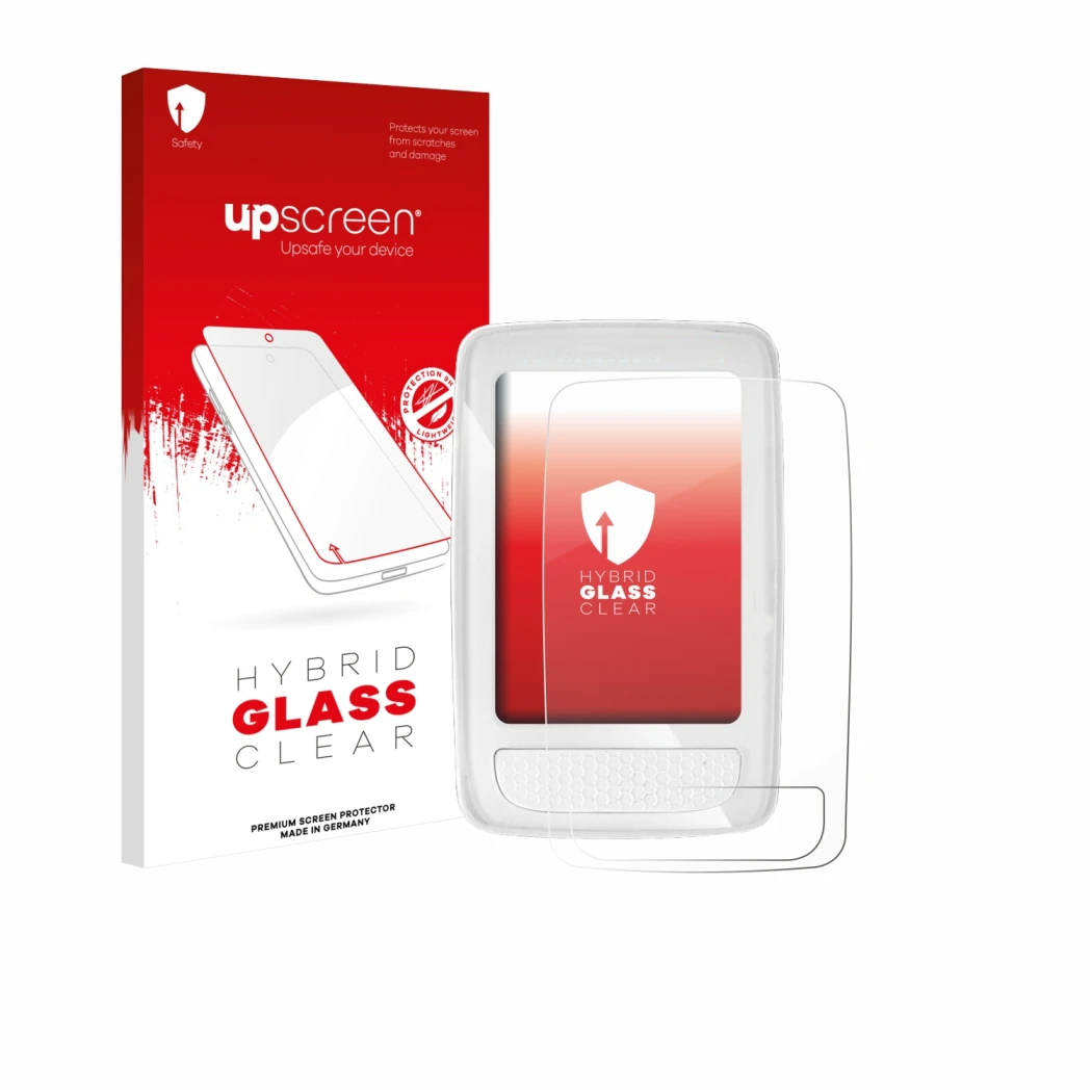 Face avant d’un emballage produit avec le logo de la marque upscreen. À côté, l’appareil Giant Axact 14W est représenté avec l