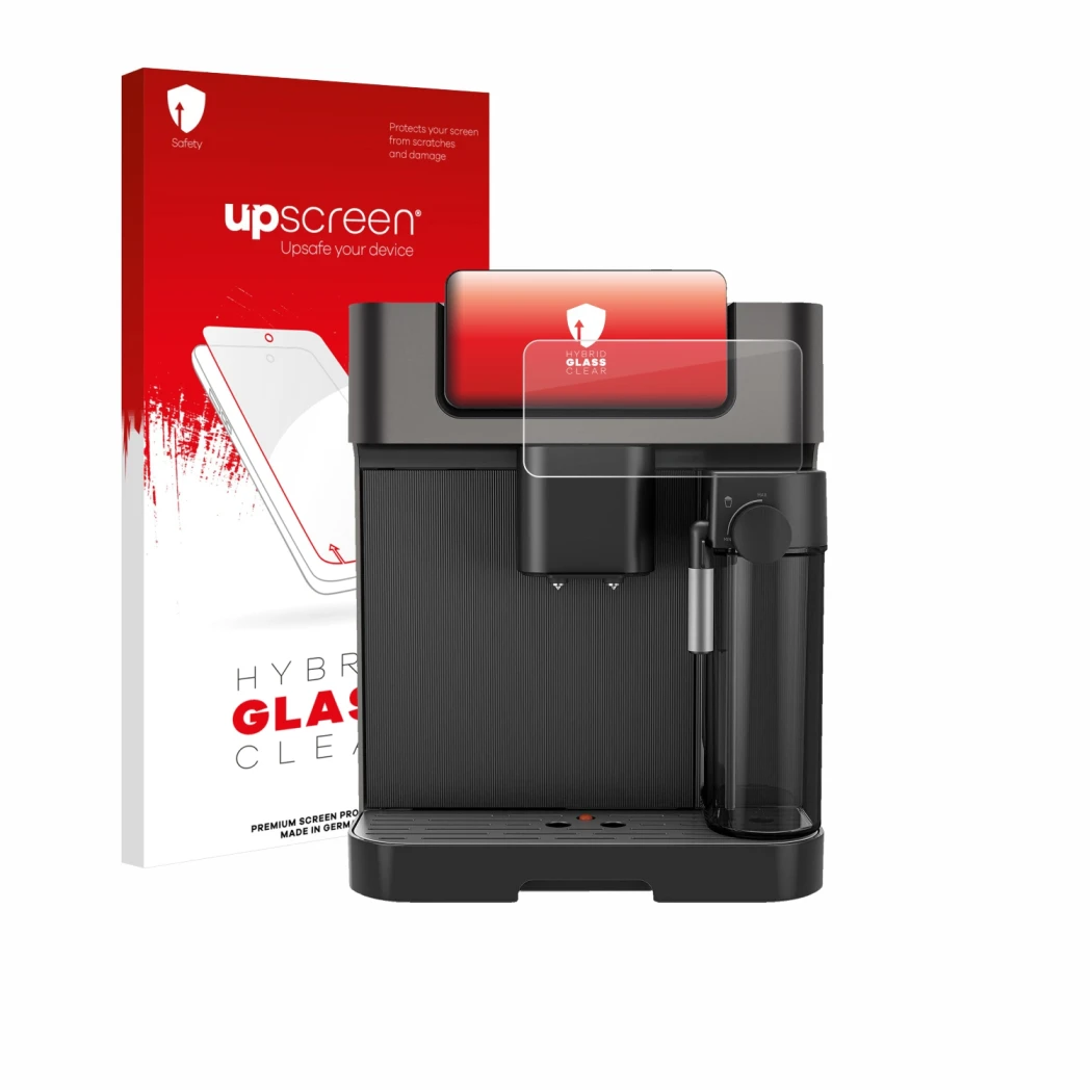 Face avant d’un emballage produit avec le logo de la marque upscreen. À côté, l’appareil Grundig KVA 7230 est représenté avec 