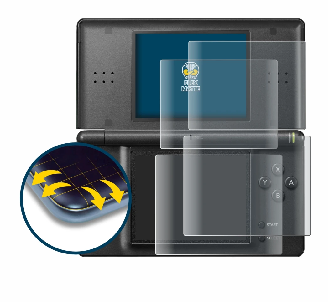 Image de l'appareil Nintendo DS LITE avec une grande variété de protections d'écran.