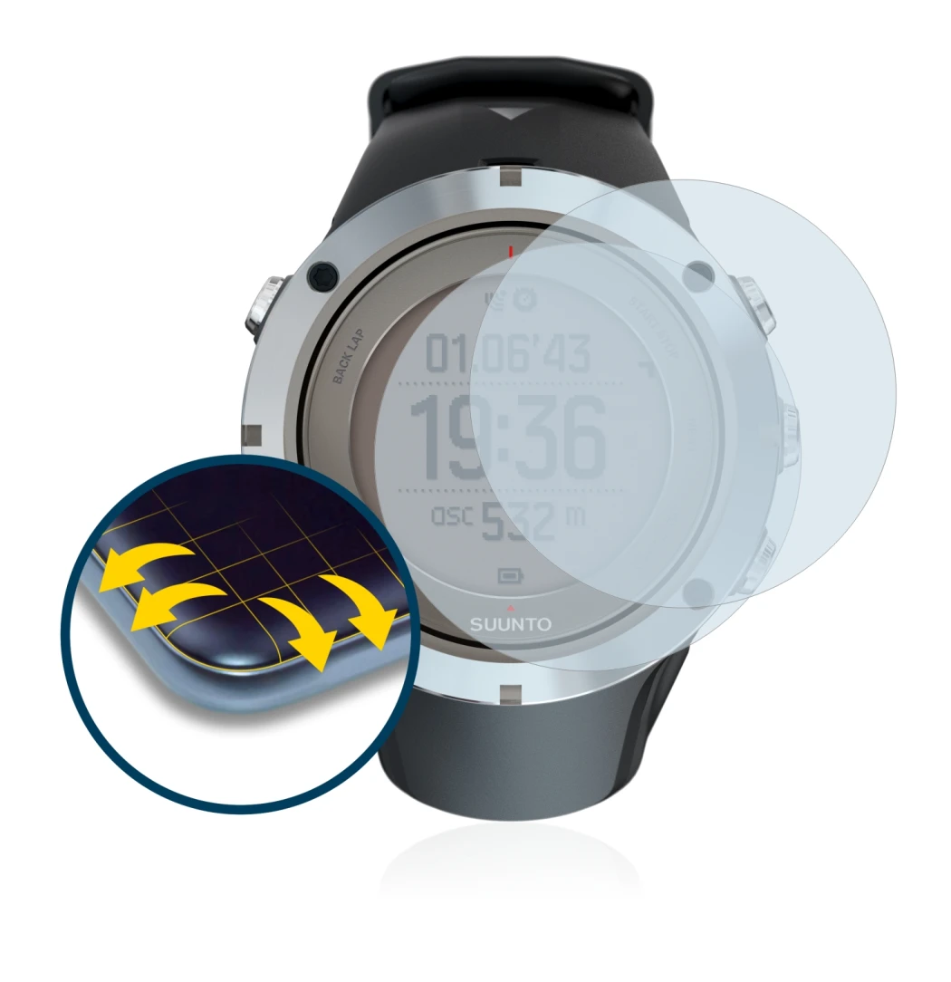 Image de l'appareil Suunto Ambit3 Peak Sapphire avec une grande variété de protections d'écran.