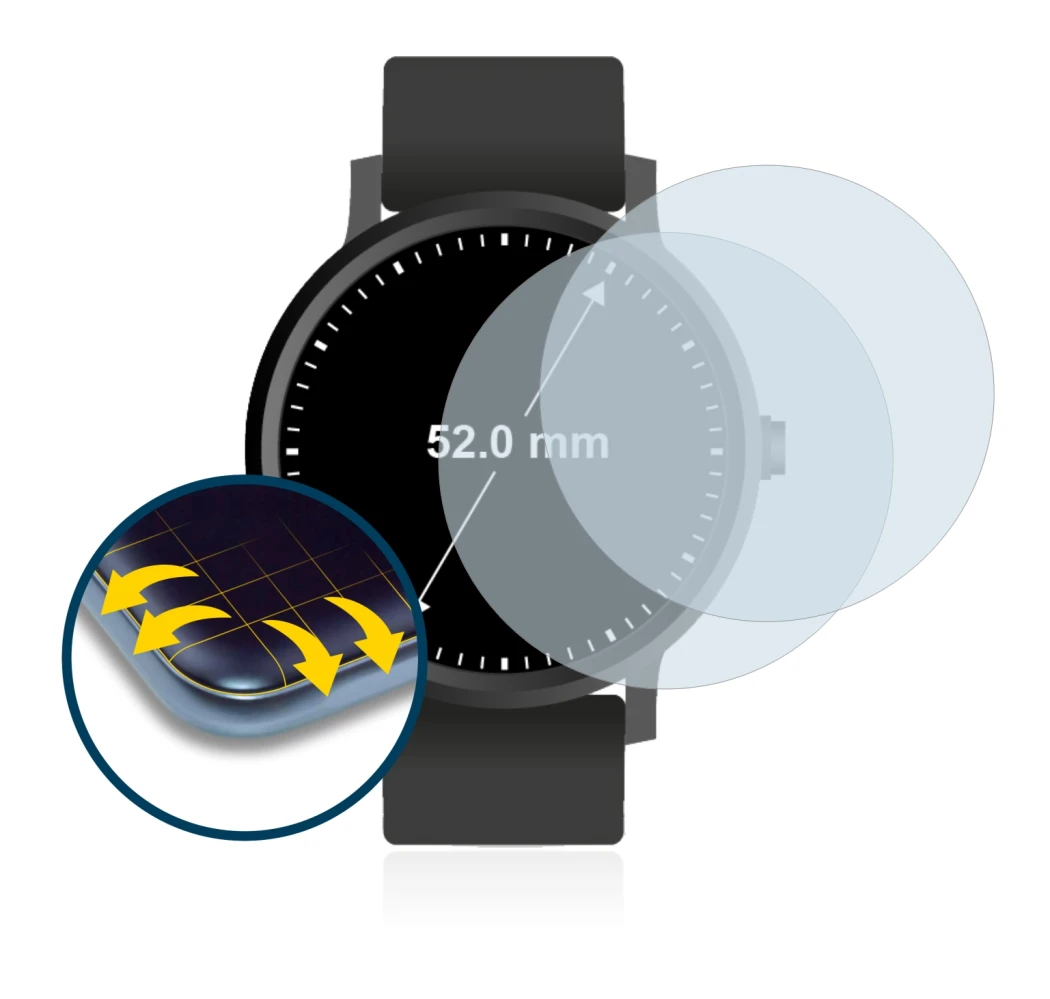Image de l'appareil Montres (Circulaire, ø: 52 mm) avec une grande variété de protections d'écran.