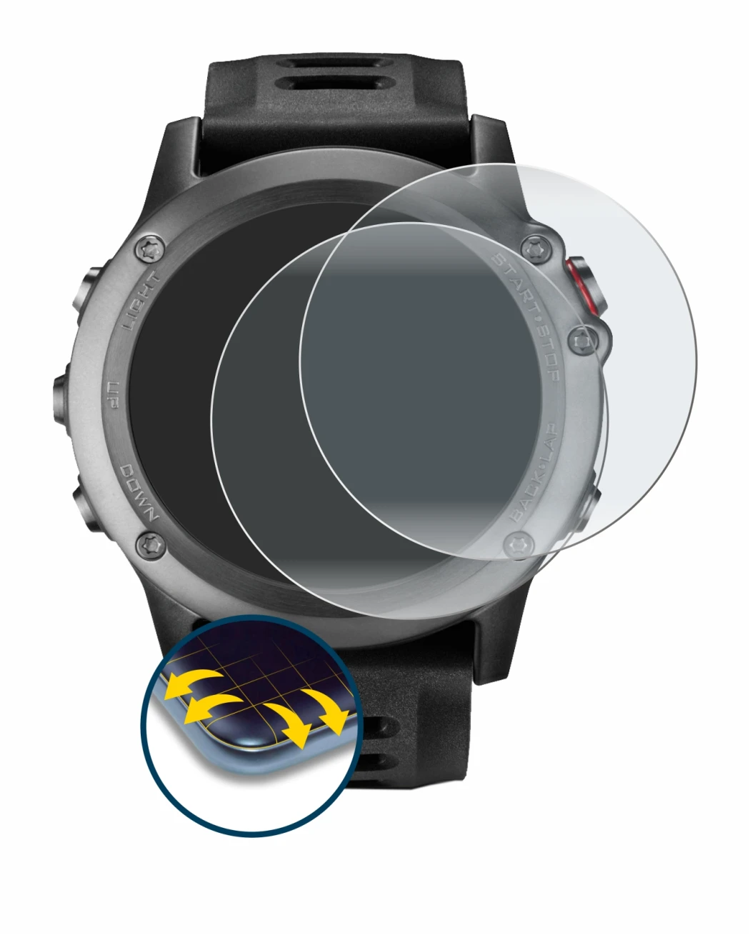 Image de l'appareil Garmin Fenix 3 HR avec une grande variété de protections d'écran.