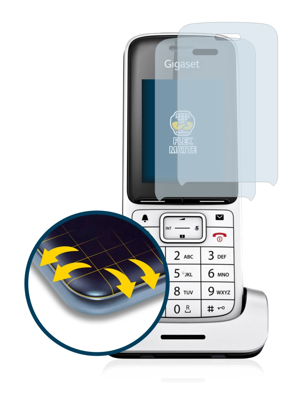 Image de l'appareil Gigaset SL450HX avec une grande variété de protections d'écran.