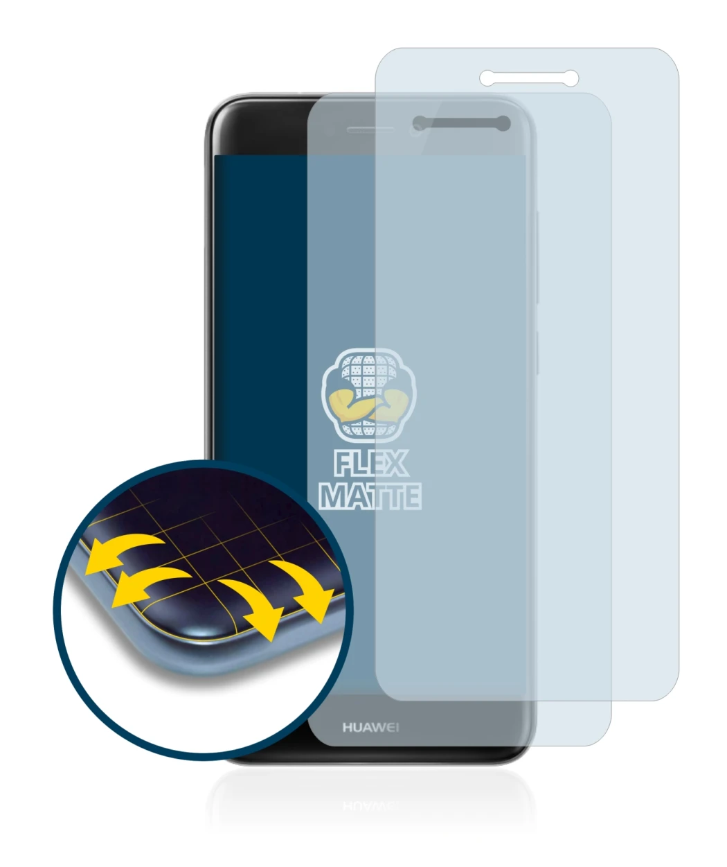 Image de l'appareil Huawei P8 Lite 2017 avec une grande variété de protections d'écran.