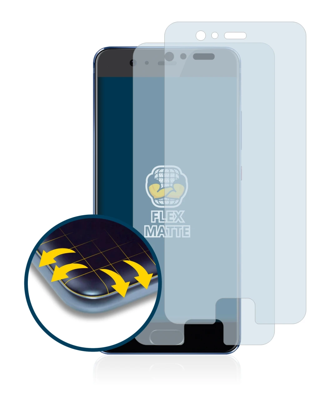 Image de l'appareil Huawei P10 avec une grande variété de protections d'écran.