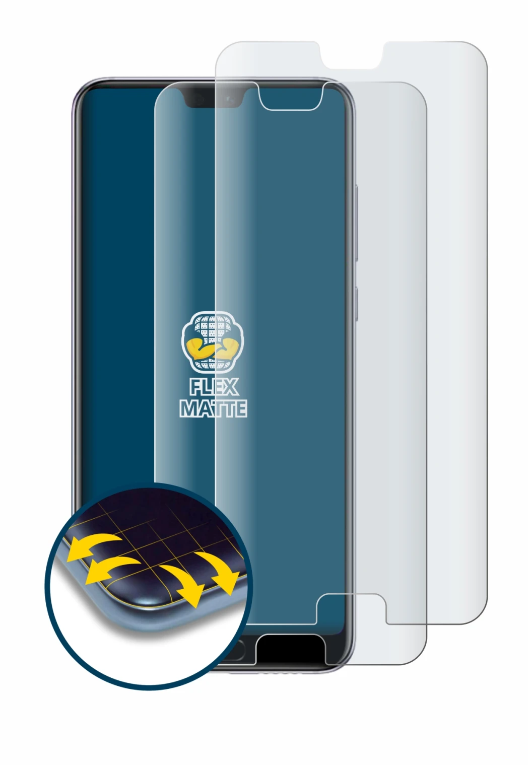 Image de l'appareil Huawei P20 Pro avec une grande variété de protections d'écran.