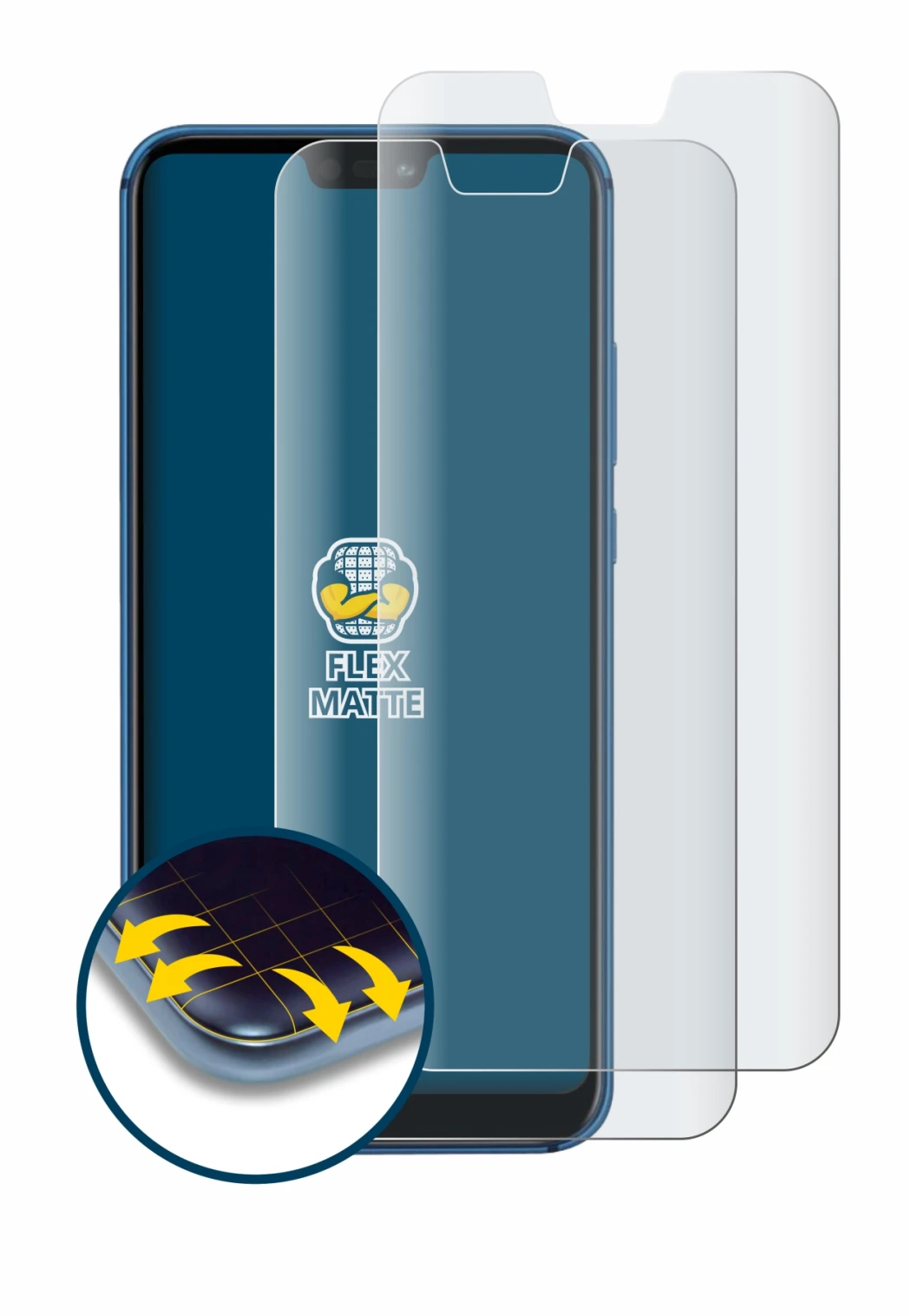 Image de l'appareil Huawei P20 lite 2018 avec une grande variété de protections d'écran.