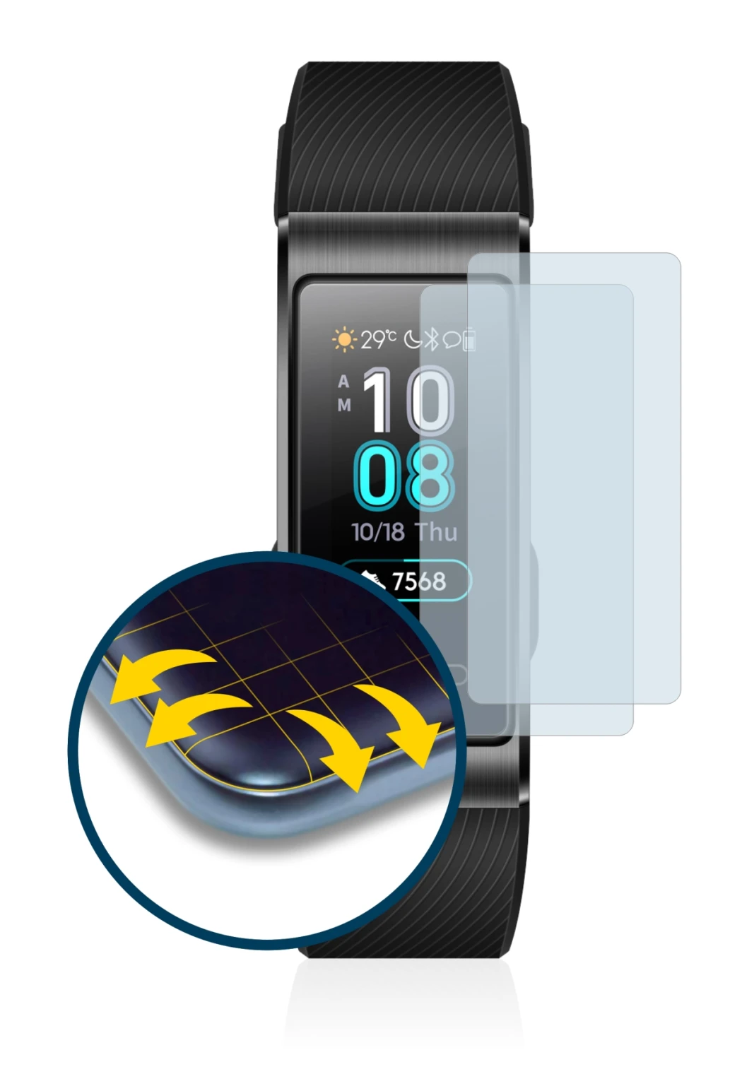 Image de l'appareil Huawei Band 3 Pro avec une grande variété de protections d'écran.