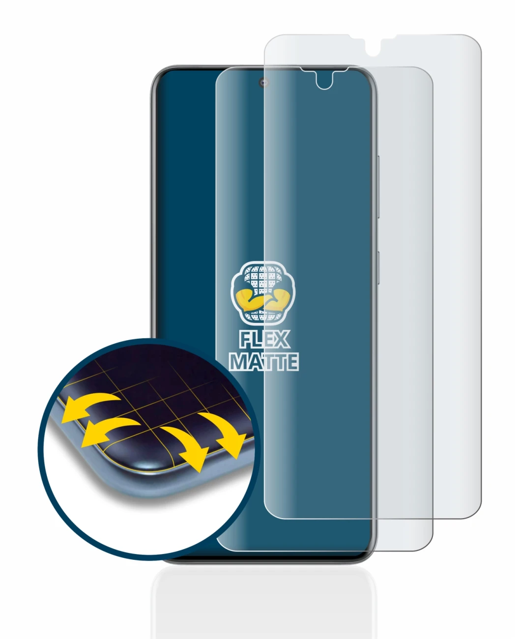 Image de l'appareil Samsung Galaxy S20 avec une grande variété de protections d'écran.