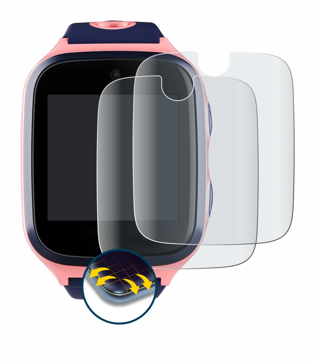 Image de l'appareil Xplora 4 avec une grande variété de protections d'écran.