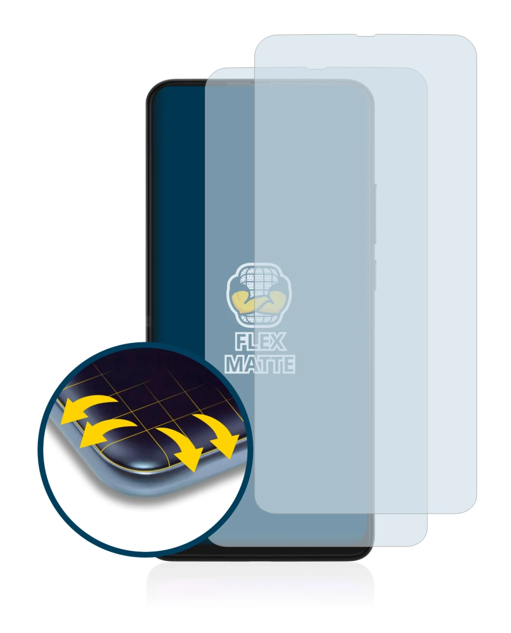 Image de l'appareil Motorola One Hyper avec une grande variété de protections d'écran.