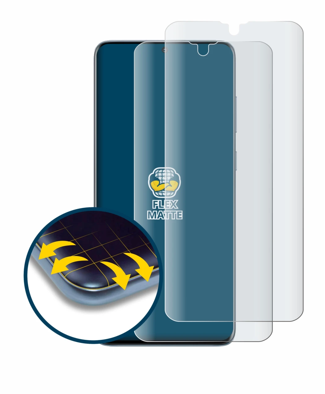 Image de l'appareil Samsung Galaxy S20 Plus avec une grande variété de protections d'écran.
