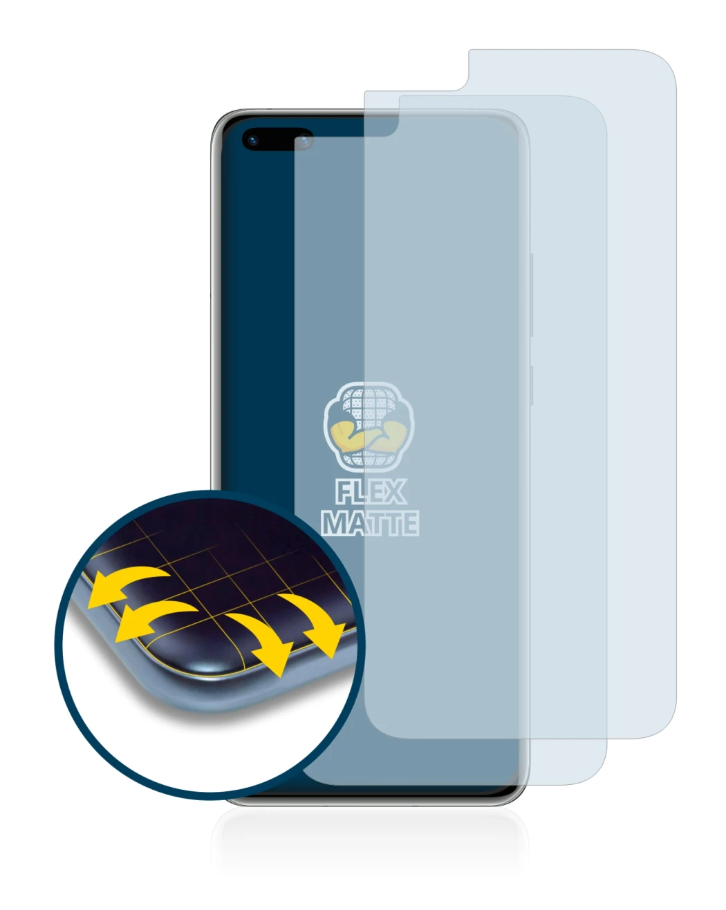 Image de l'appareil Huawei P40 Pro avec une grande variété de protections d'écran.