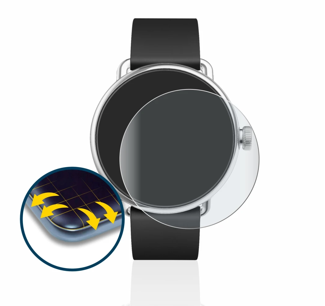 Image de l'appareil Withings ScanWatch (38 mm) avec une grande variété de protections d'écran.