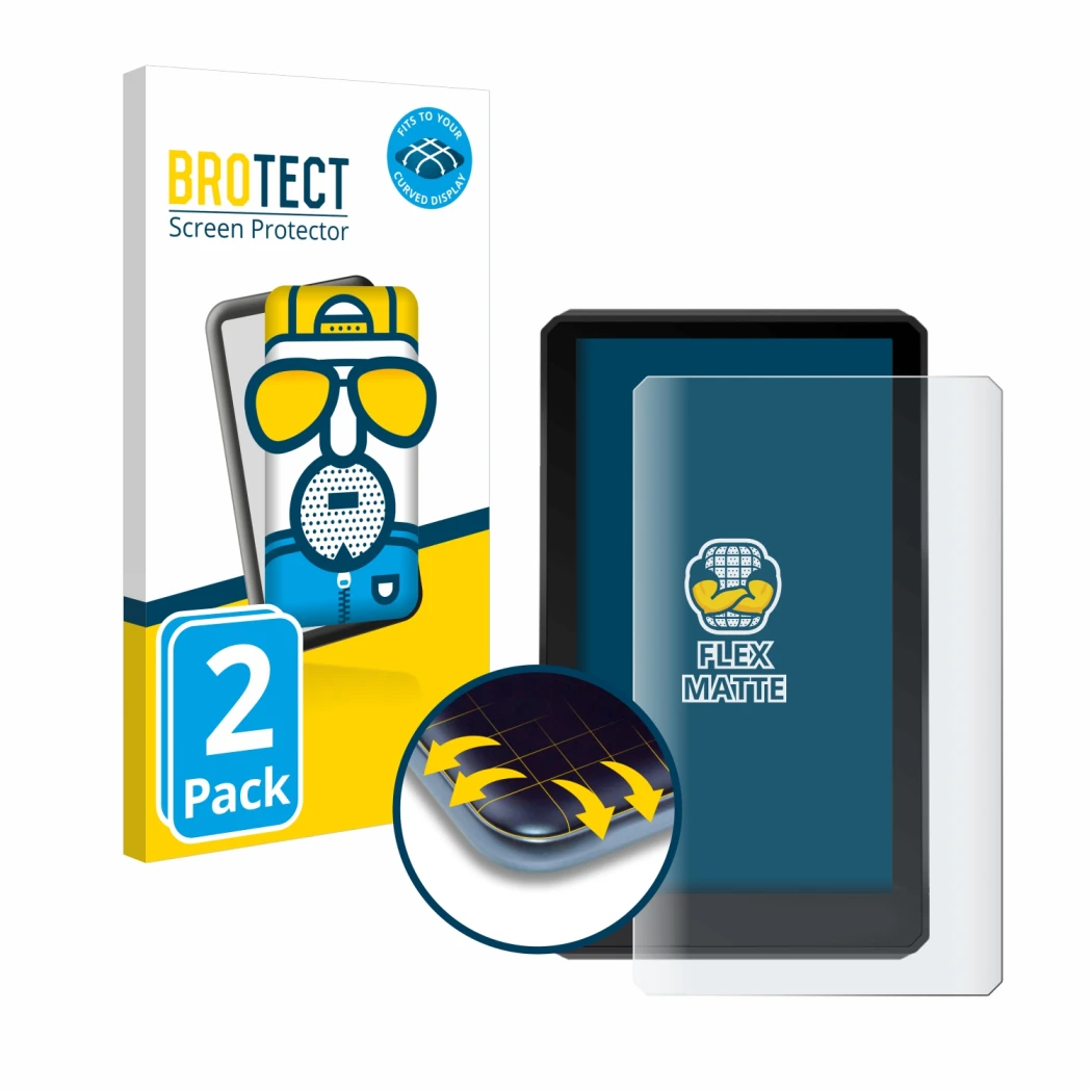 Face avant d’un emballage produit avec le logo de la marque BROTECT. À côté, l’appareil Garmin zumo XT est représenté avec la