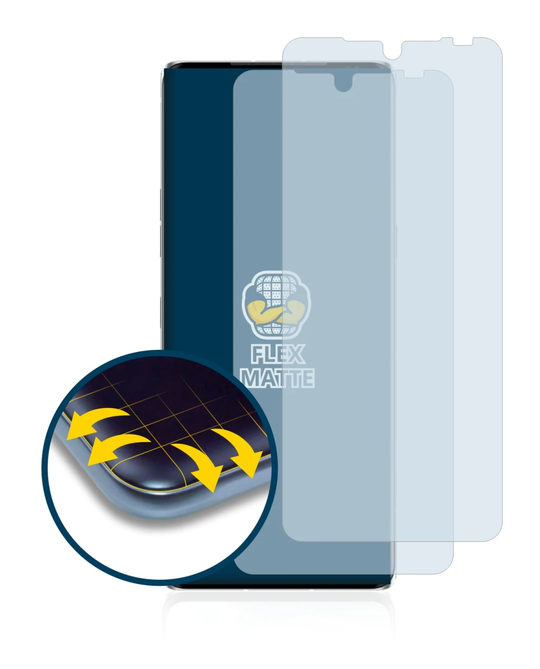 Image de l'appareil LG Velvet avec une grande variété de protections d'écran.