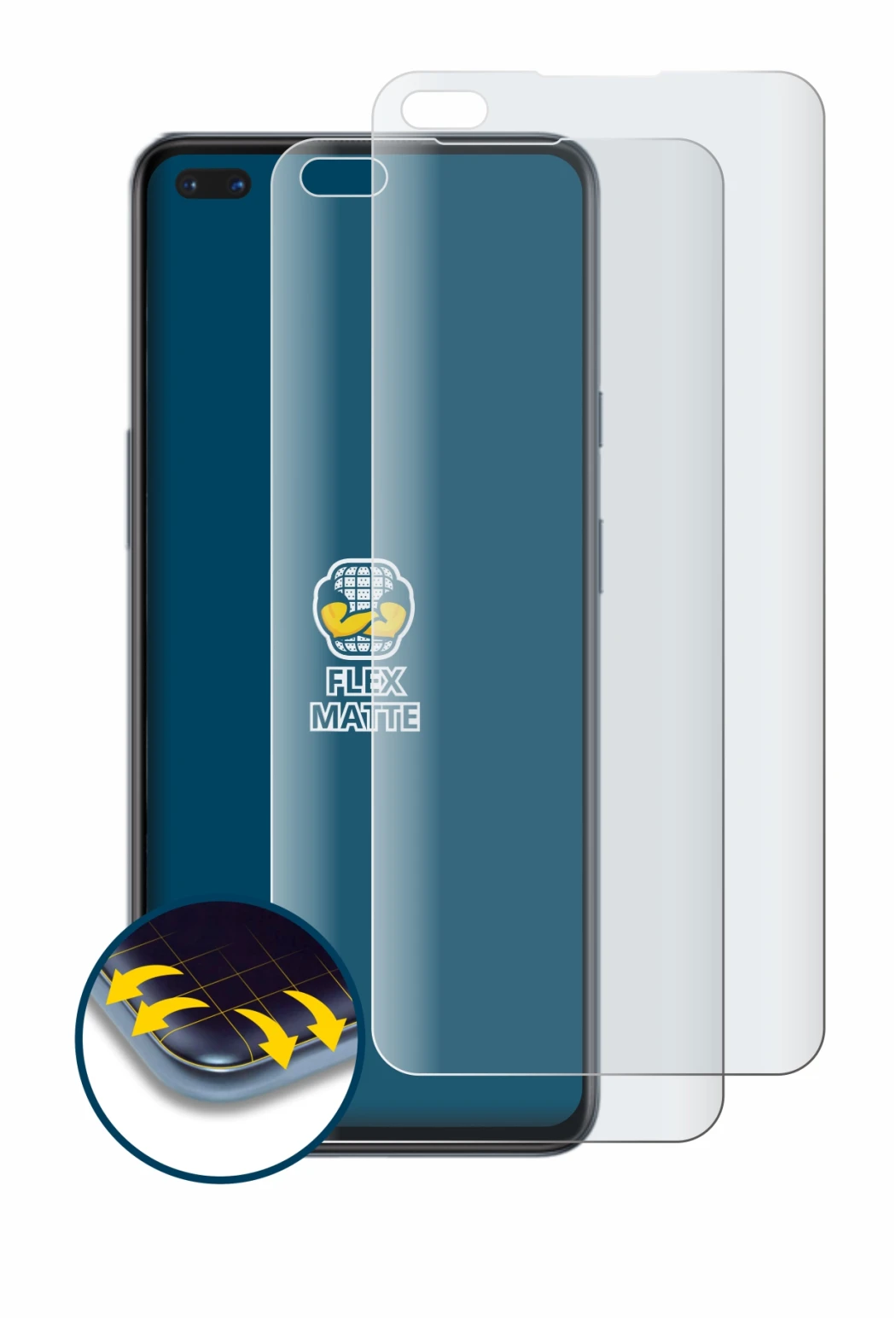 Image de l'appareil OnePlus Nord avec une grande variété de protections d'écran.