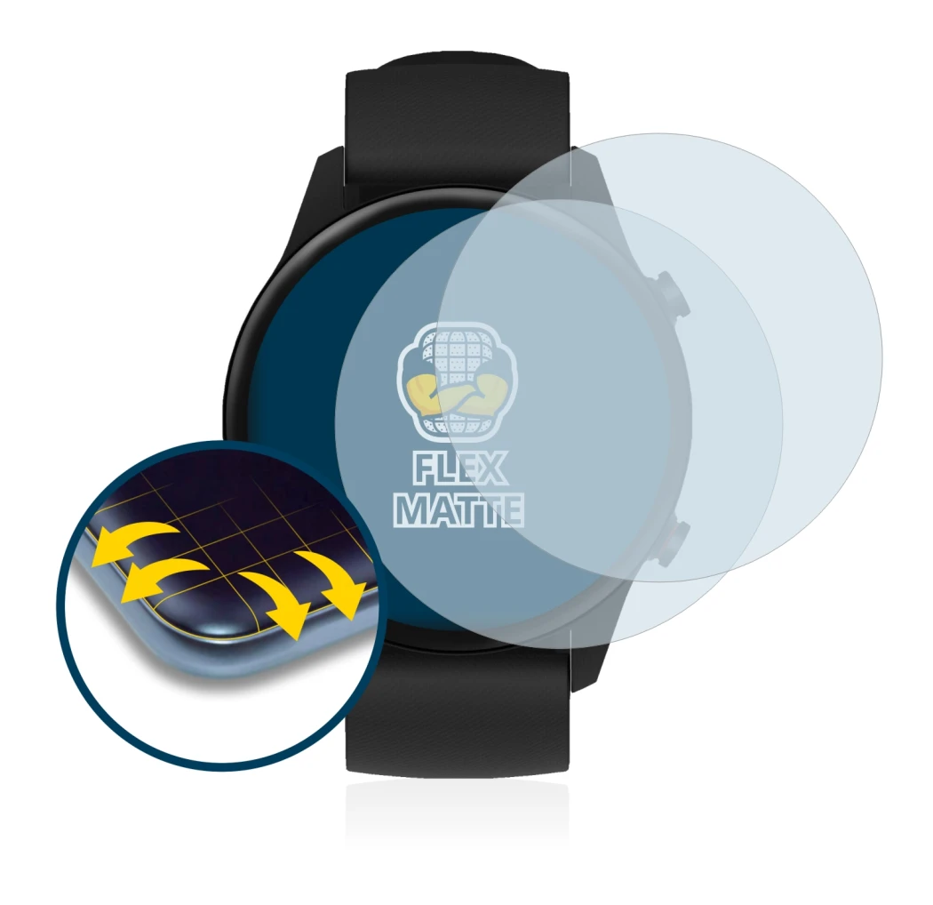 Image de l'appareil Xiaomi Mi Watch 2021 avec une grande variété de protections d'écran.