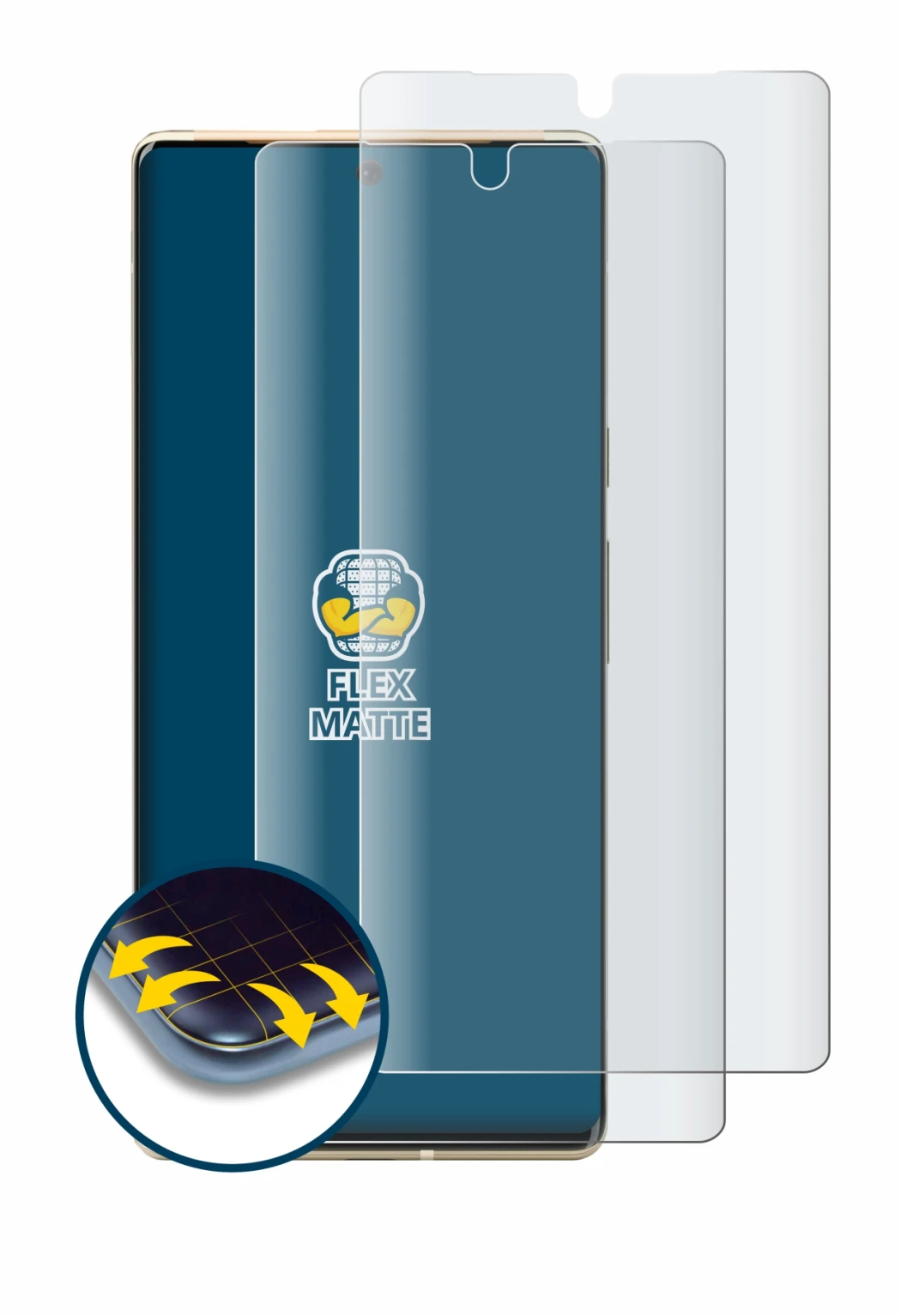 Image de l'appareil Google Pixel 6 Pro avec une grande variété de protections d'écran.