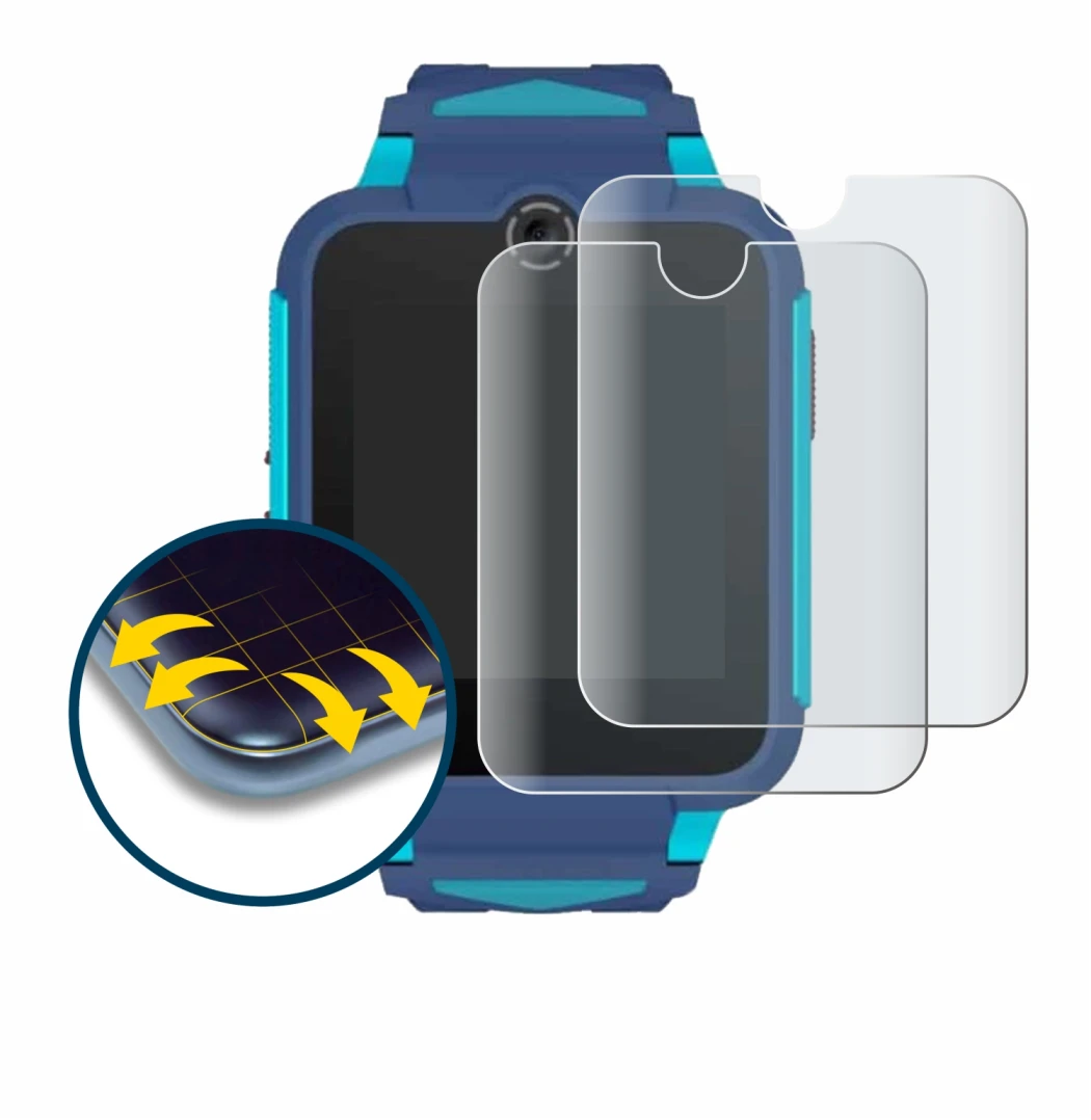 Image de l'appareil TCL Movetime Family Watch 2 avec une grande variété de protections d'écran.