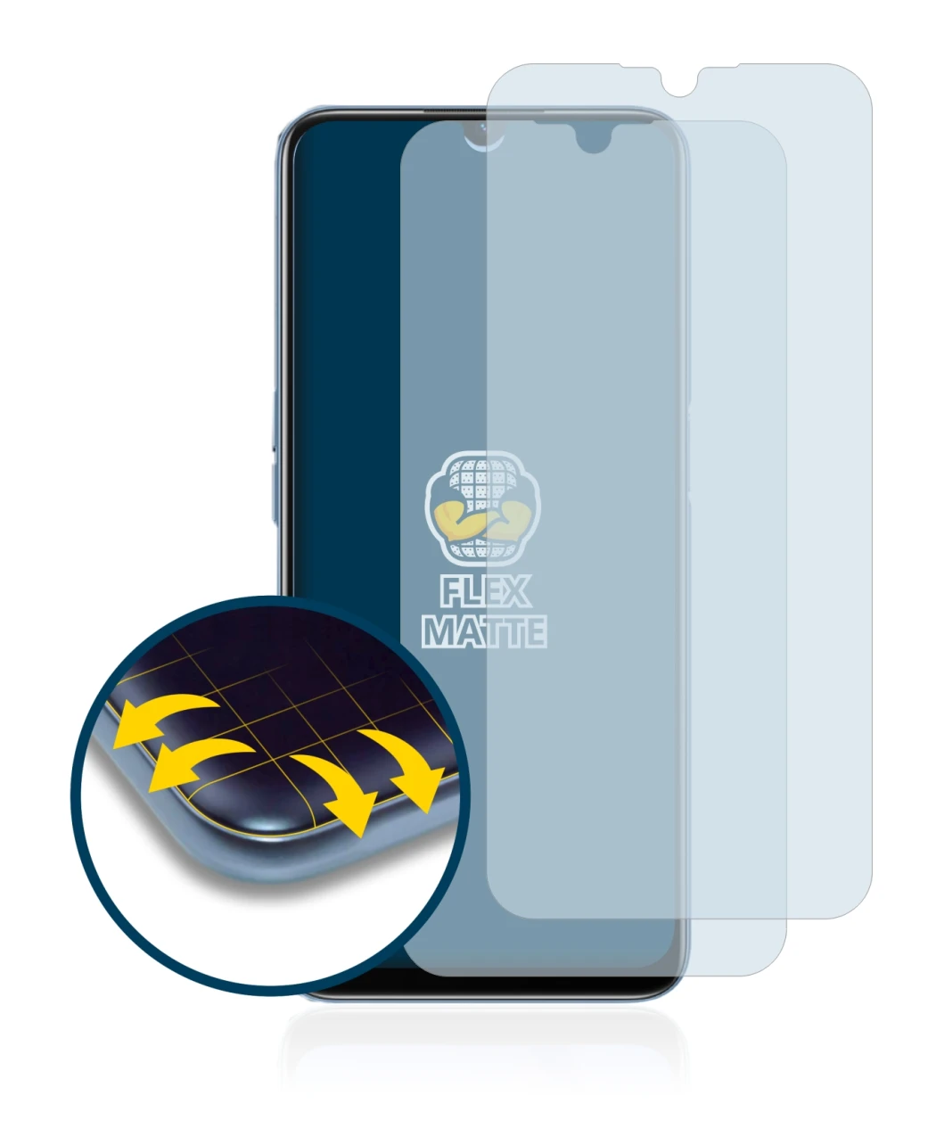 Image de l'appareil Oppo A16 avec une grande variété de protections d'écran.