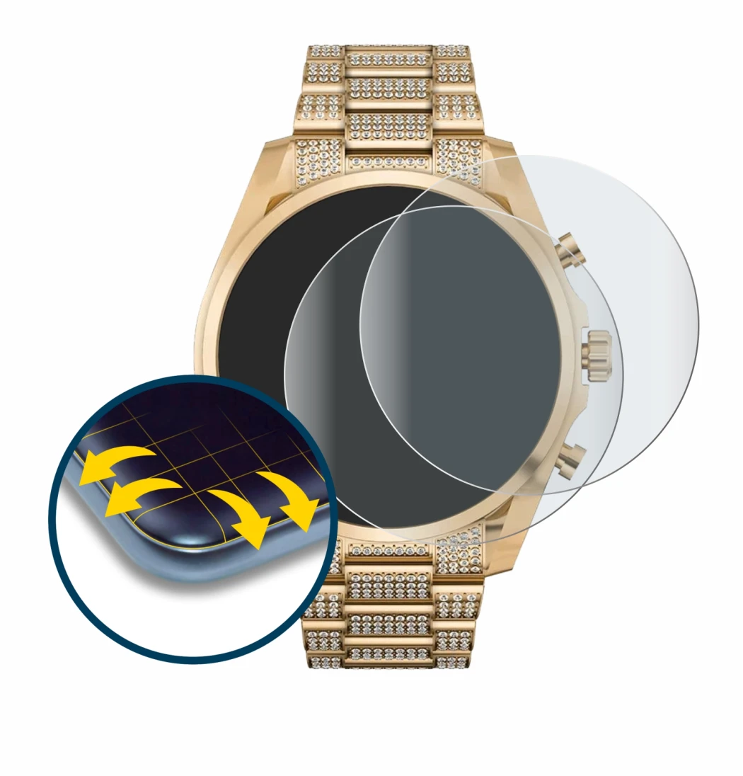Image de l'appareil Michael Kors Access Gen 6 Bradshaw avec une grande variété de protections d'écran.