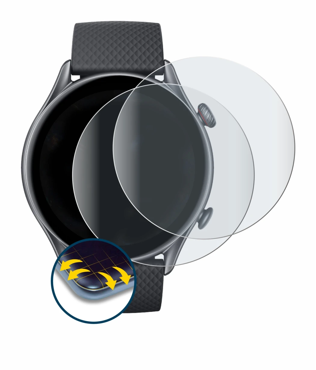 Image de l'appareil Huami Amazfit GTR 3 Pro avec une grande variété de protections d'écran.