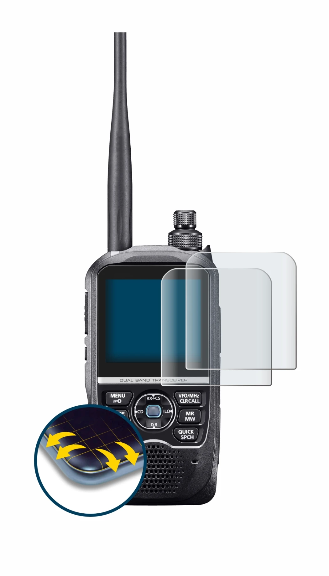Image de l'appareil Icom ID-52E avec une grande variété de protections d'écran.