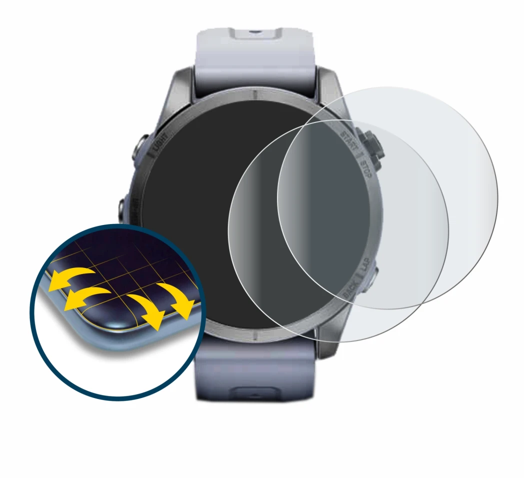 Image de l'appareil Garmin Fenix 7S (42 mm) avec une grande variété de protections d'écran.