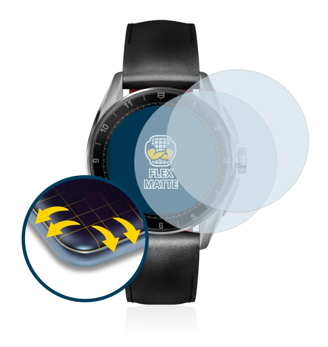 Image de l'appareil TAG Heuer Connected Calibre E4 (42 mm) avec une grande variété de protections d'écran.