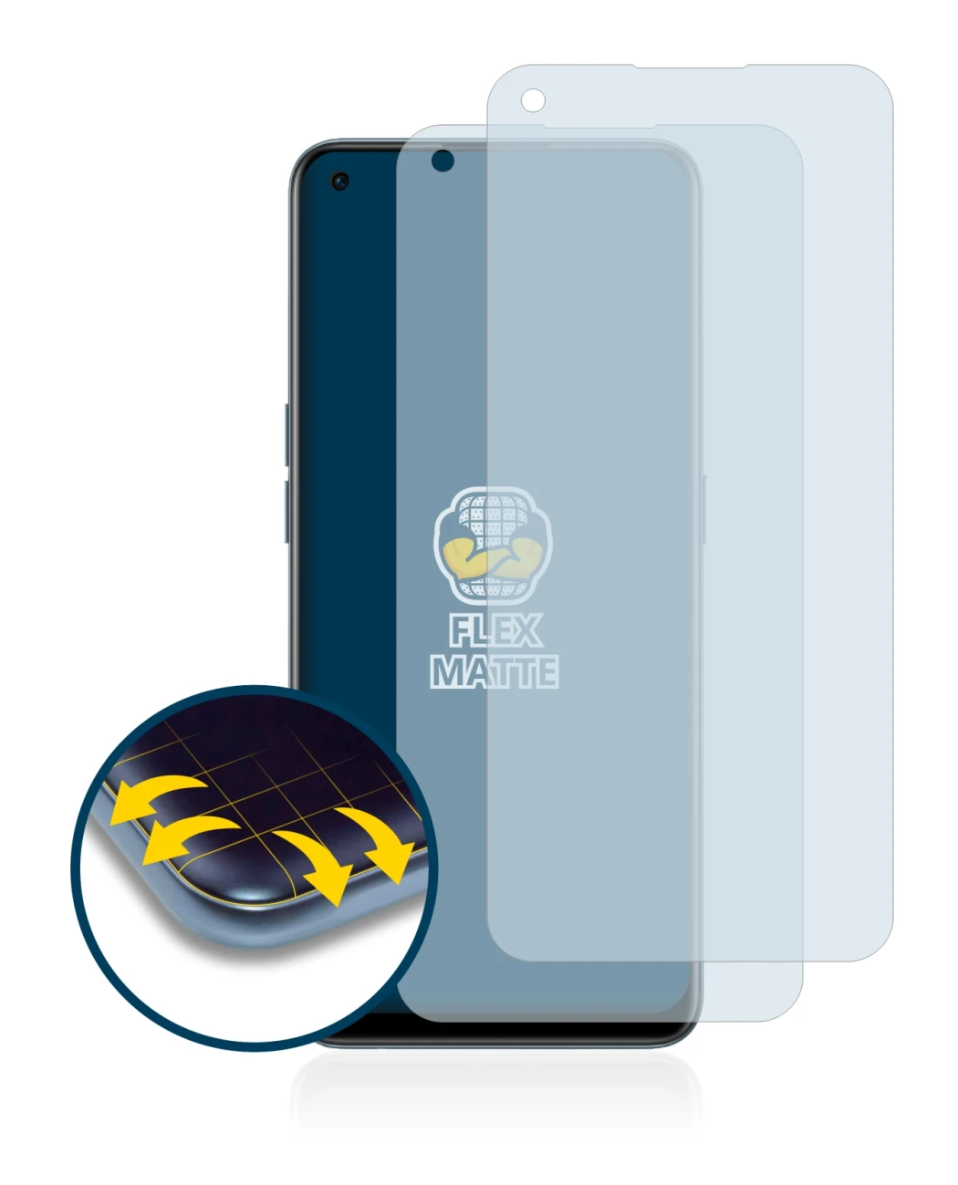 Image de l'appareil OnePlus Nord CE 2 5G avec une grande variété de protections d'écran.