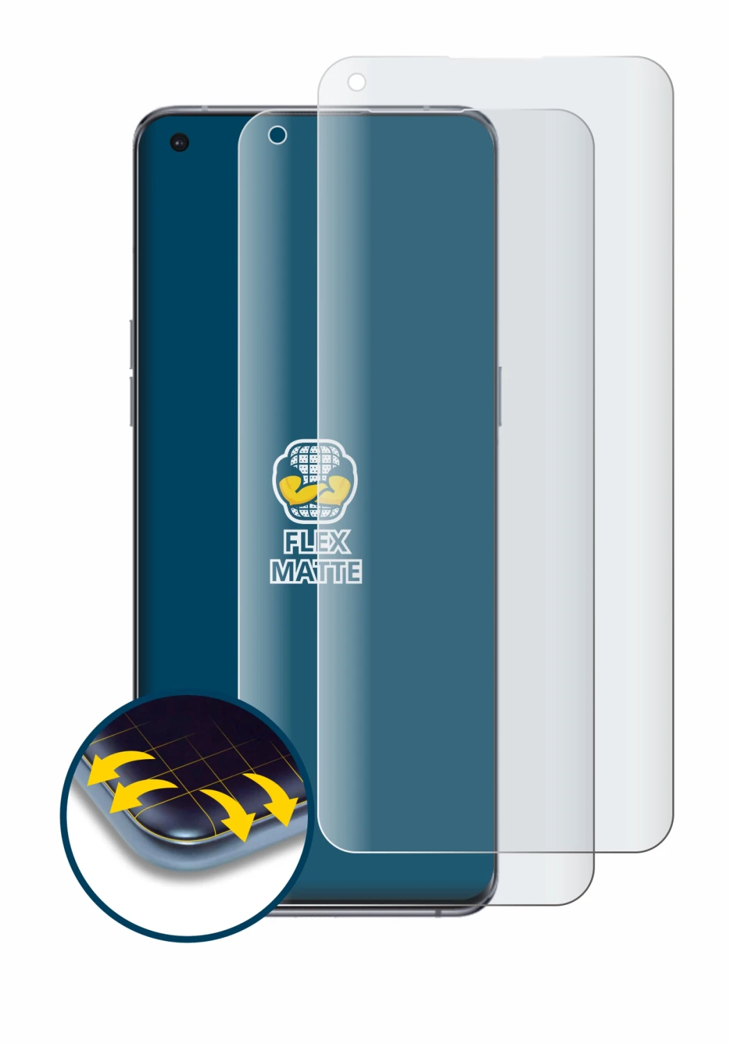 Image de l'appareil Oppo Find X5 Pro avec une grande variété de protections d'écran.