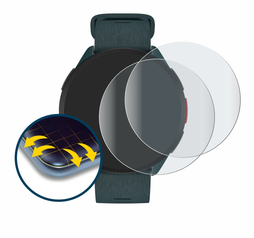 Image de l'appareil Polar Pacer avec une grande variété de protections d'écran.