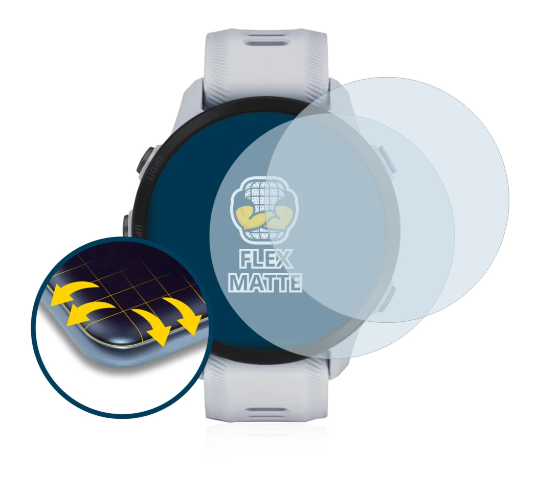 Image de l'appareil Garmin Forerunner 955 Solar avec une grande variété de protections d'écran.